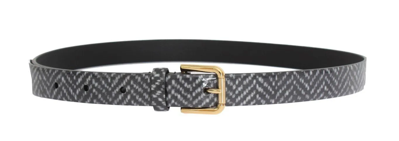 Gray Leather Gold Buckle Belt