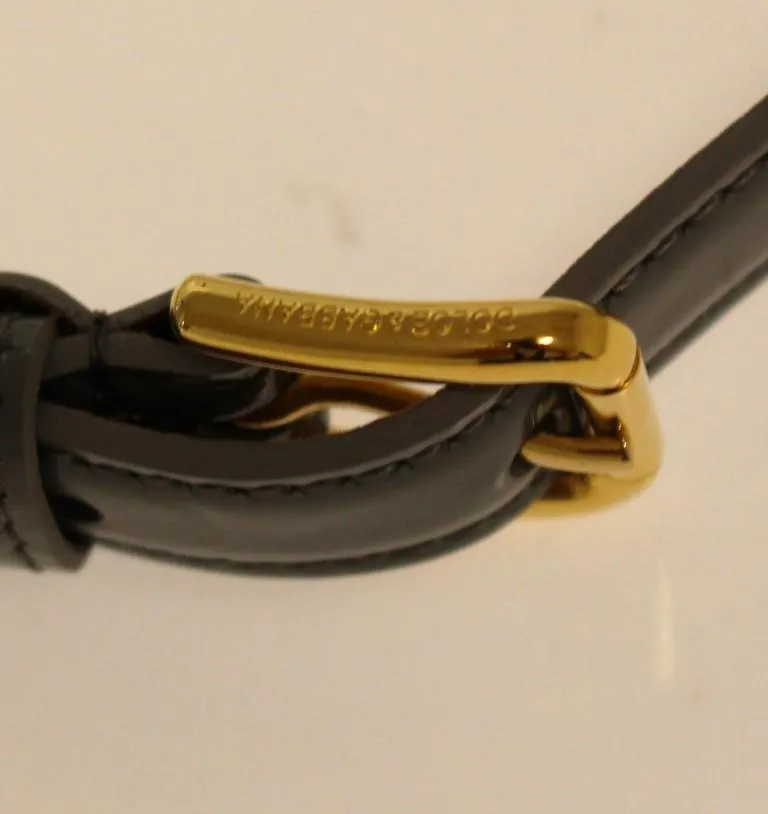 Gray Leather Logo Belt