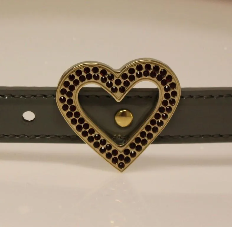 Gray Leather Logo Belt
