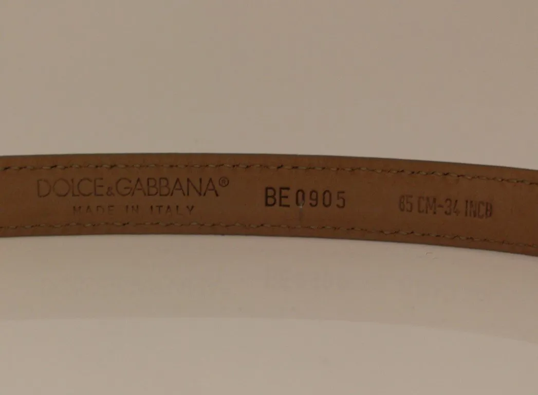 Gray Leather Logo Belt