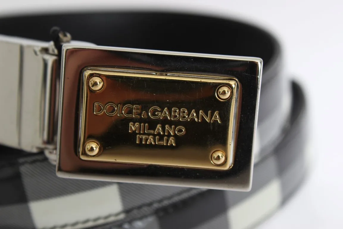 Gray Leather Pattern Belt