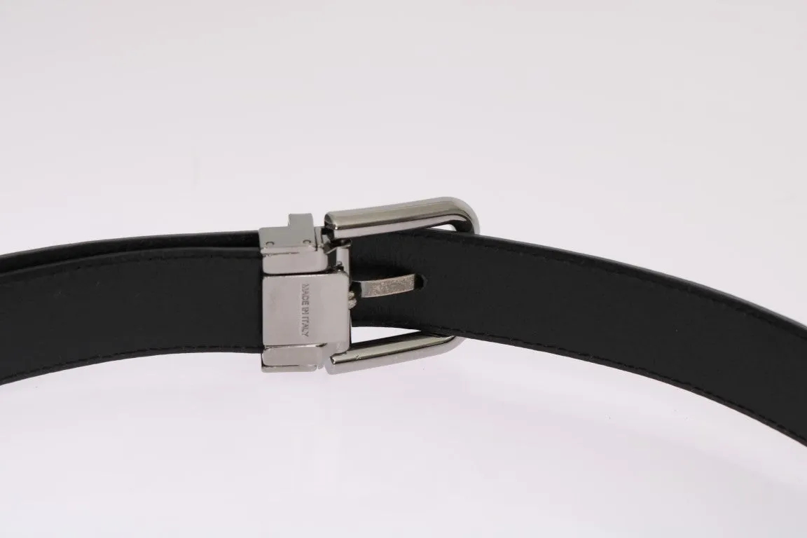 Gray Leather Silver Buckle Belt