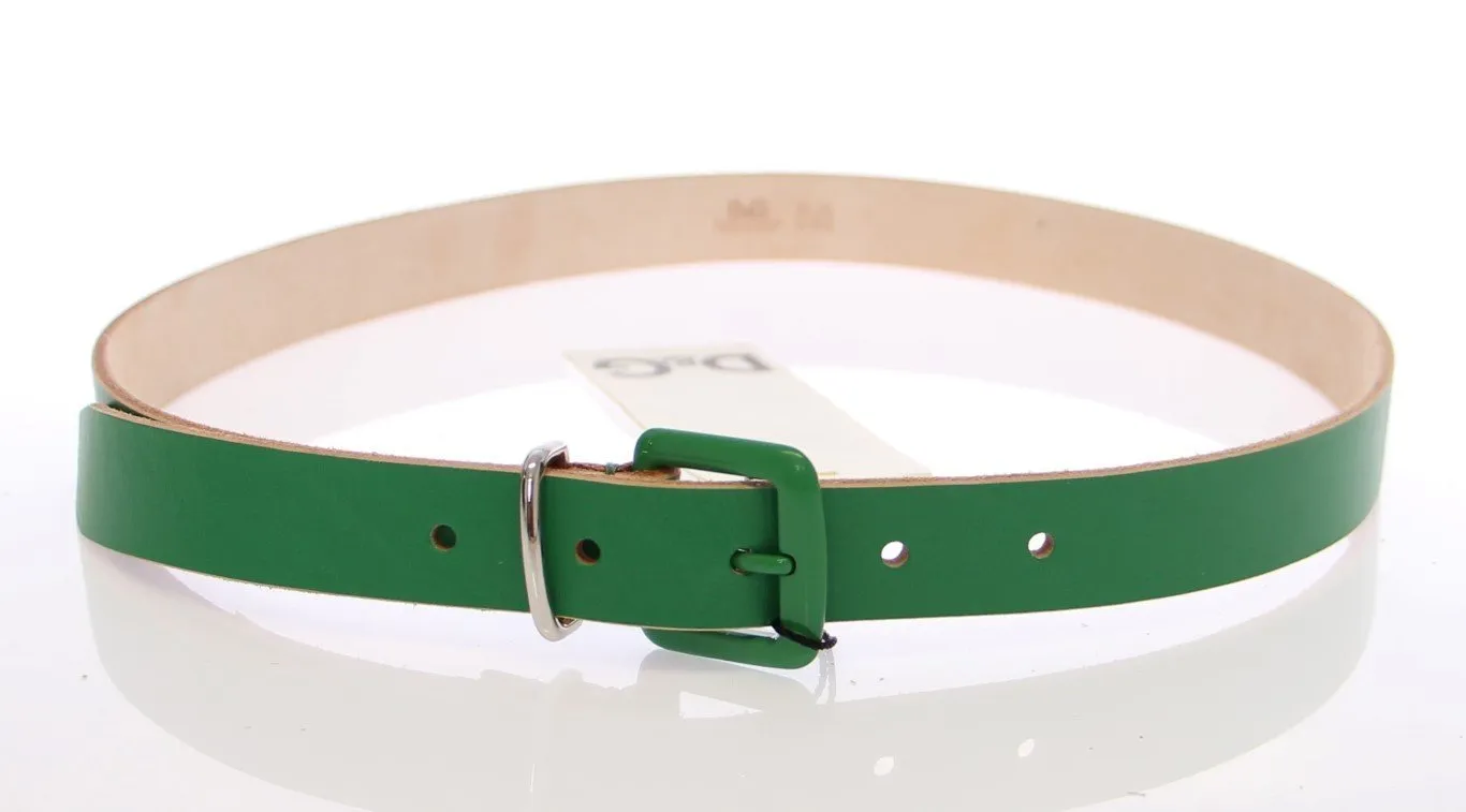 Green Leather Logo Belt