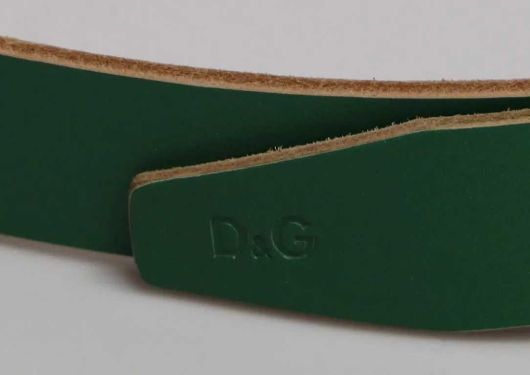 Green Leather Logo Belt