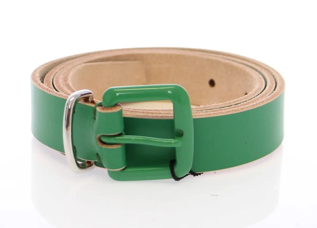 Green Leather Logo Belt