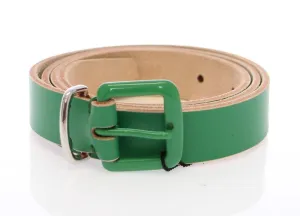 Green Leather Logo Belt