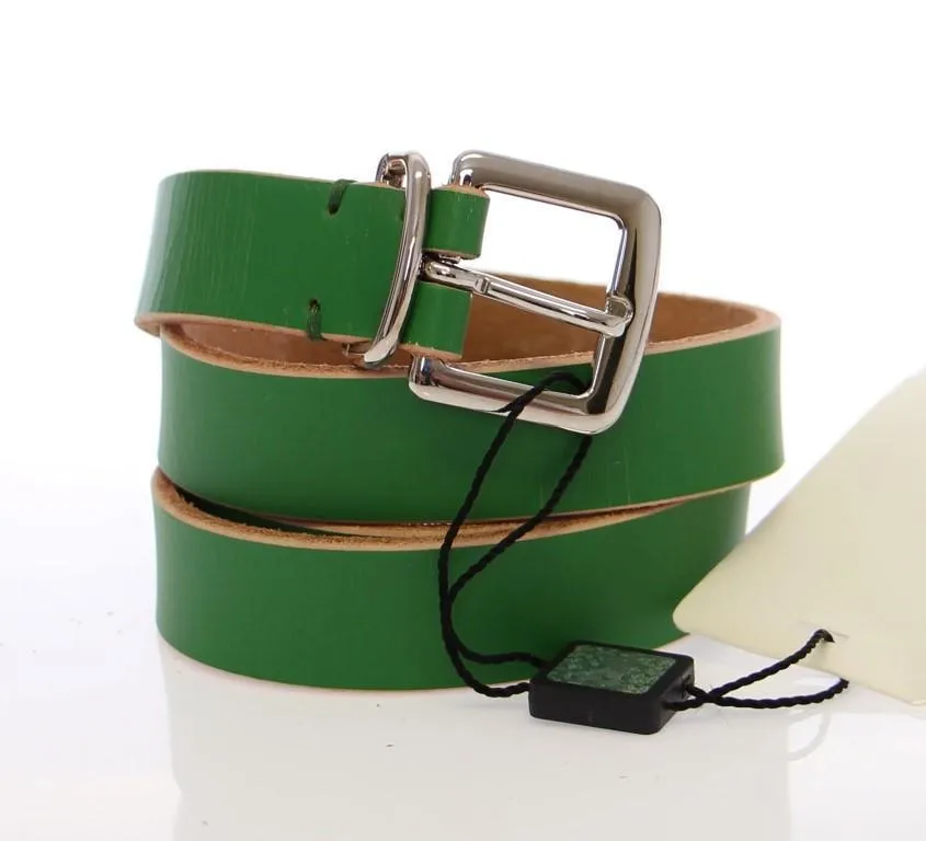 Green Leather Logo Belt