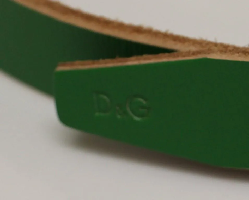 Green Leather Logo Belt