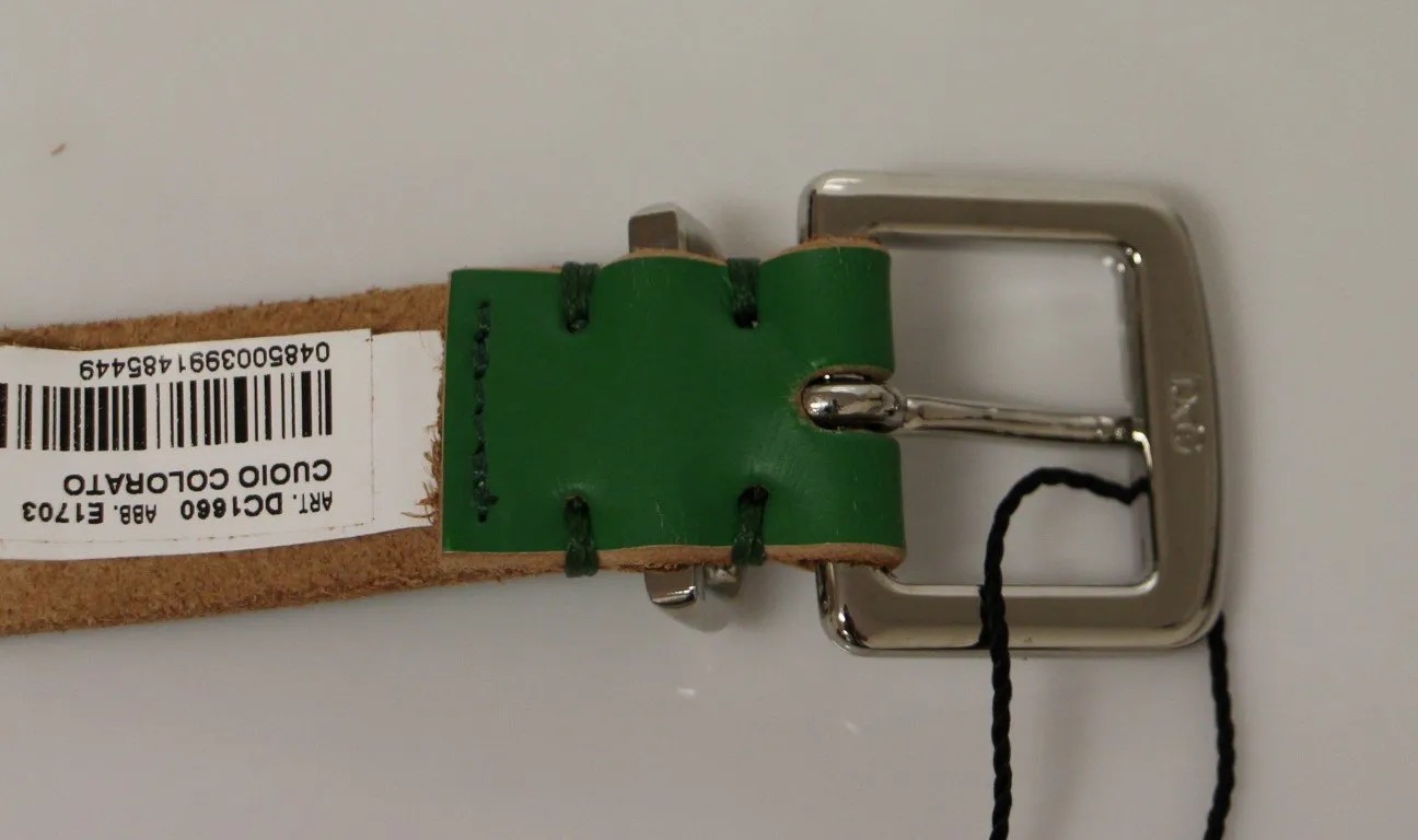 Green Leather Logo Belt