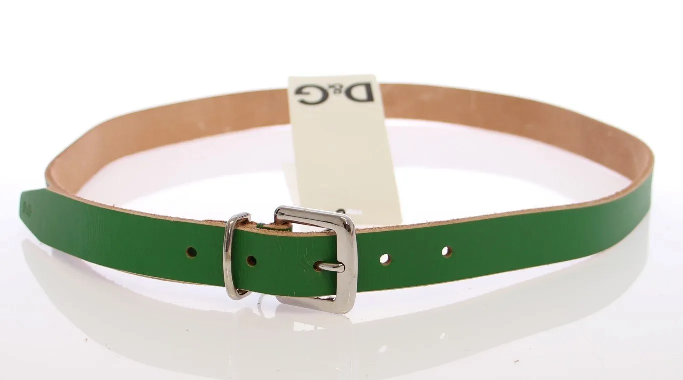 Green Leather Logo Belt