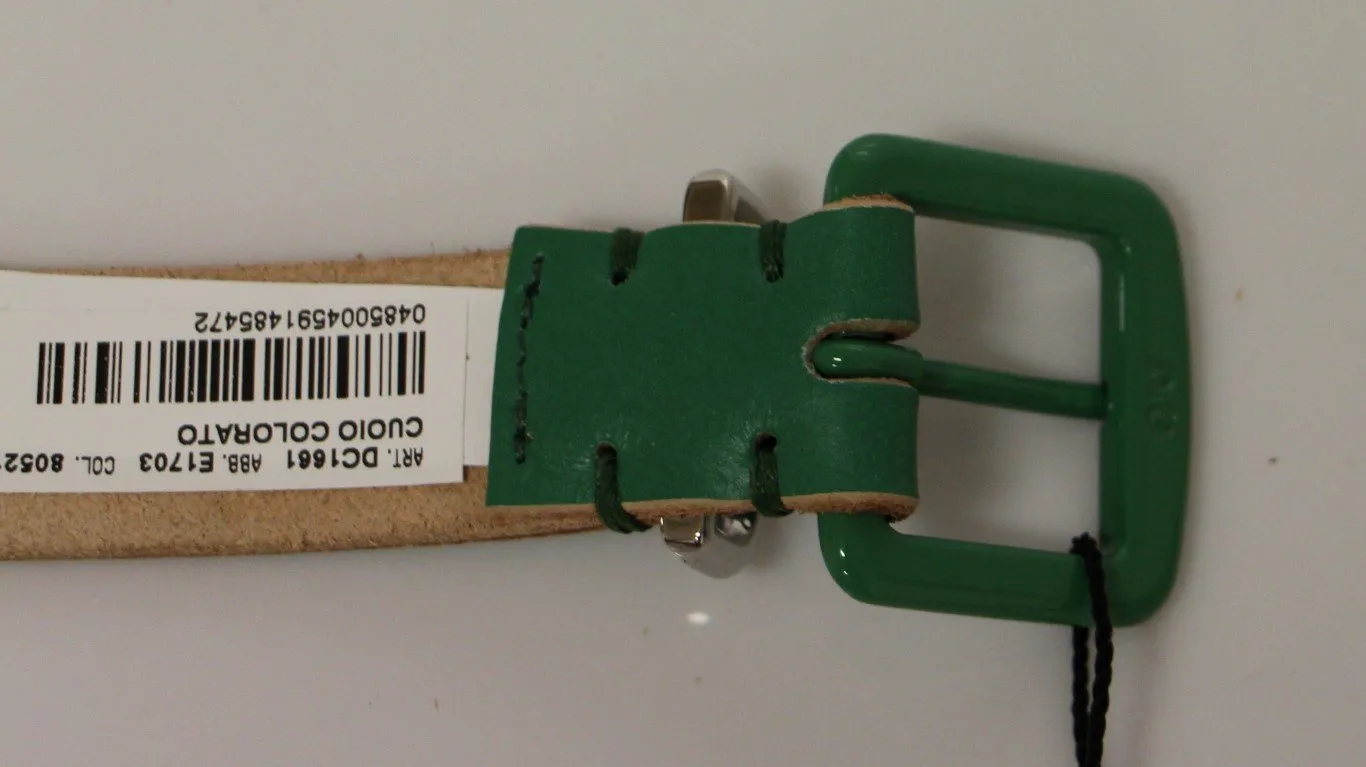 Green Leather Logo Belt