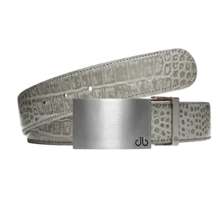 Grey Crocodile leather strap with Classic silver block buckle