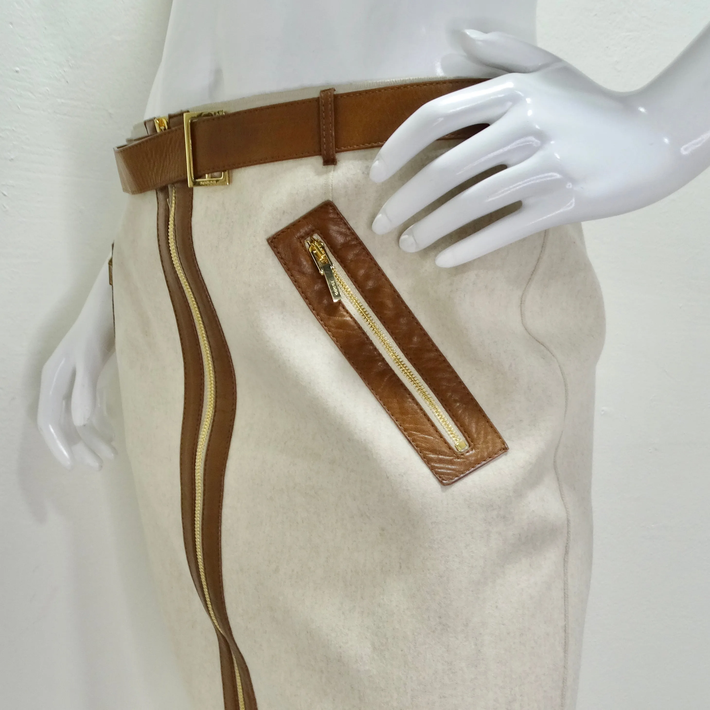 Gucci Belted Wool Pencil Skirt