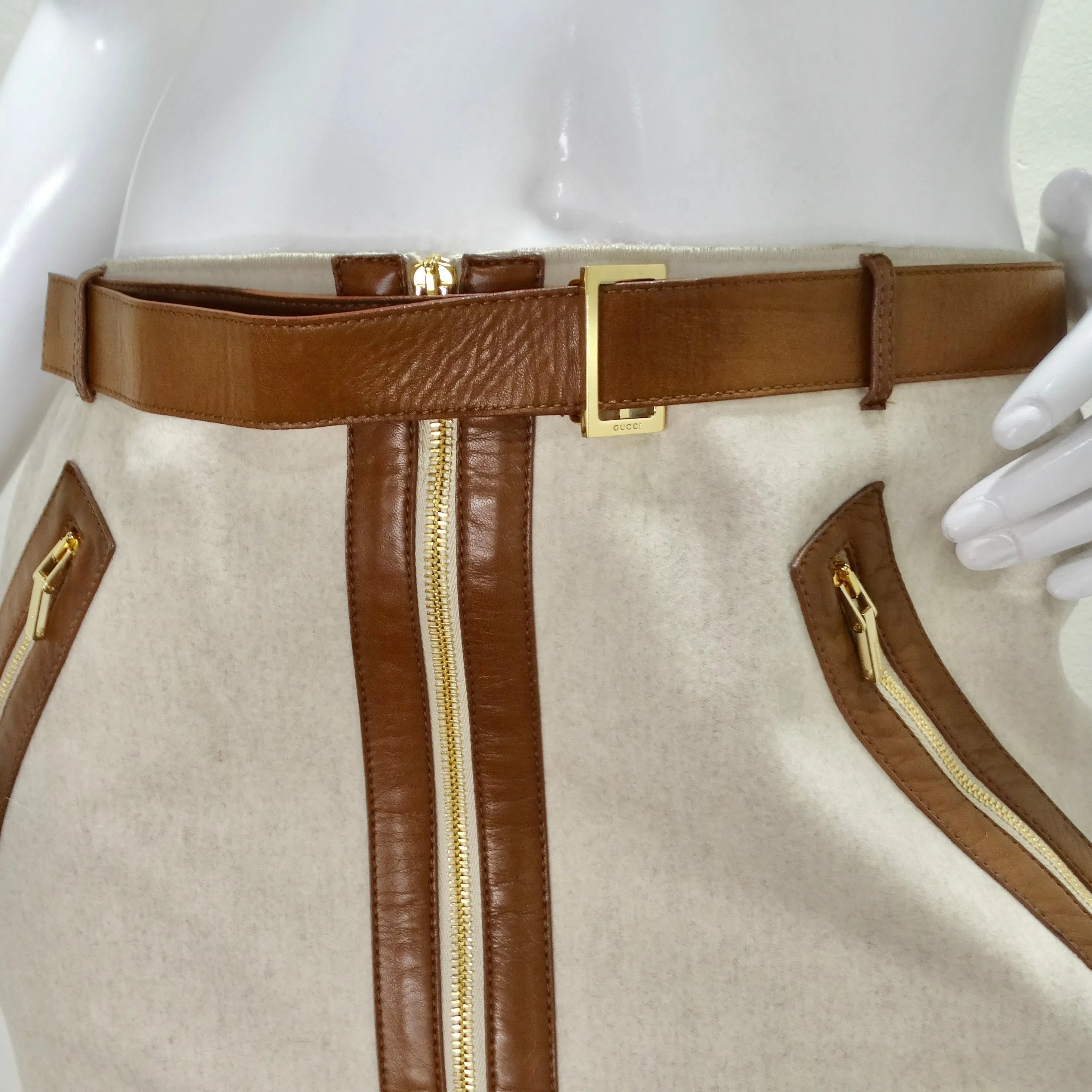 Gucci Belted Wool Pencil Skirt