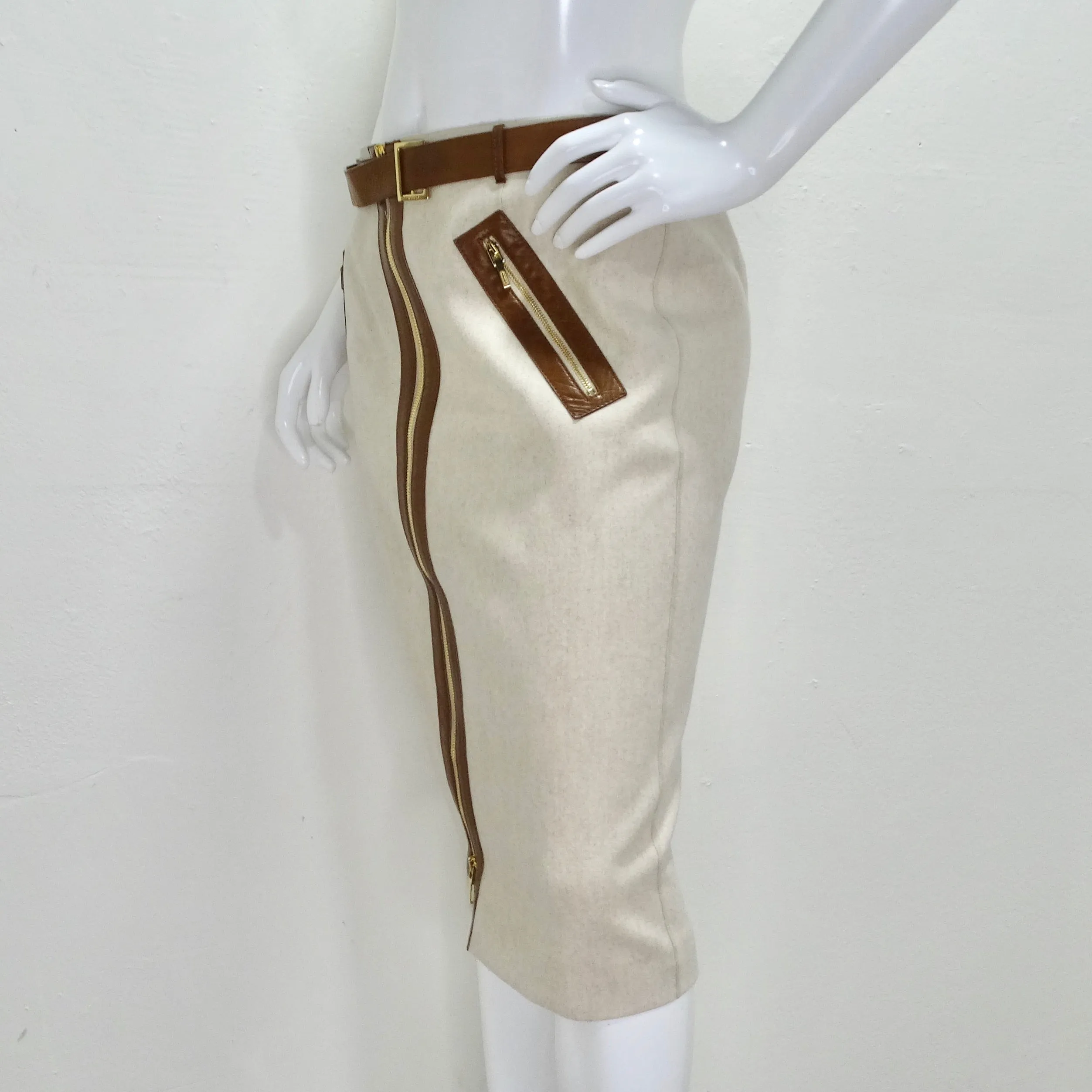 Gucci Belted Wool Pencil Skirt