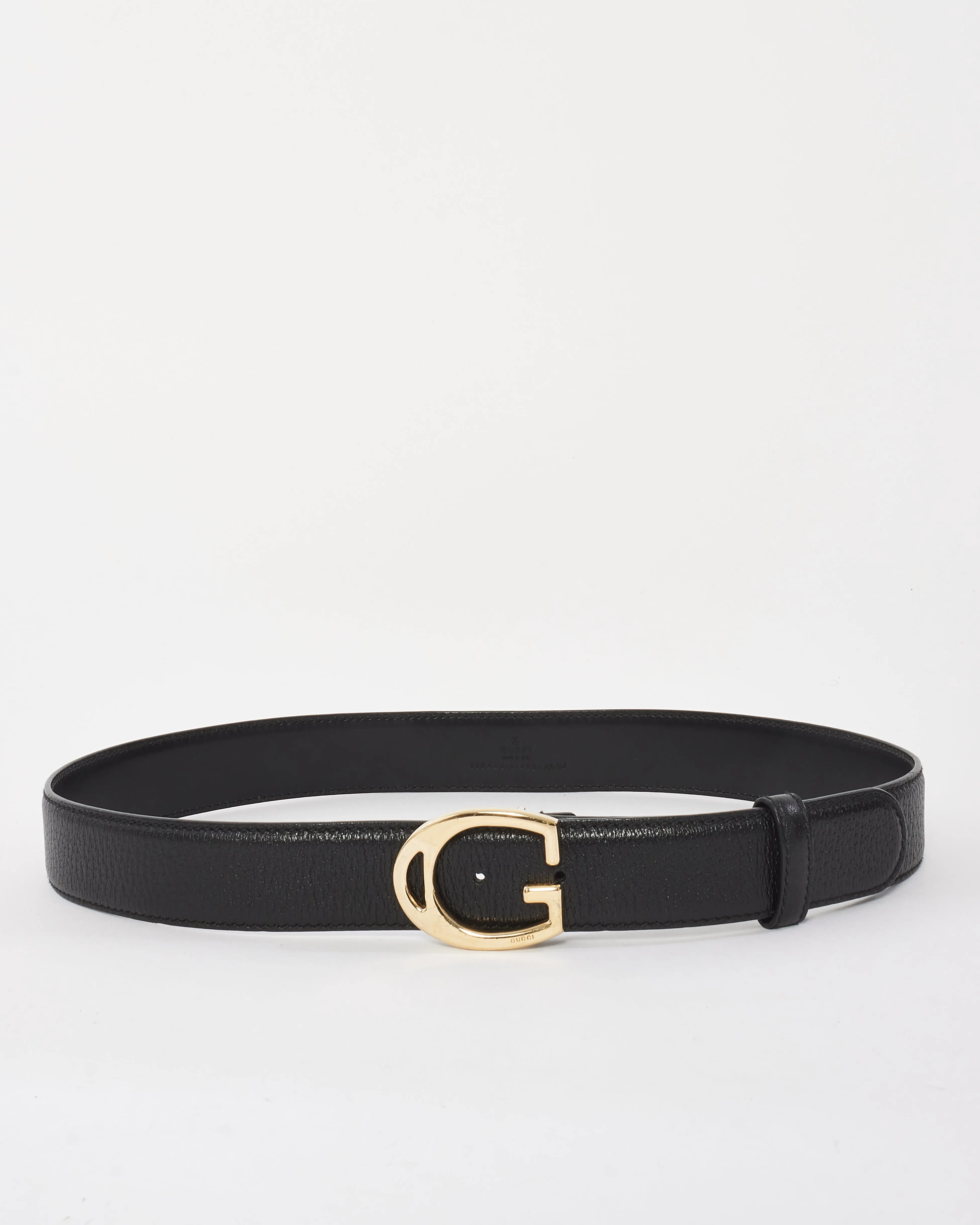 Gucci Black Grained Leather Gold G Buckle Belt - 85/34