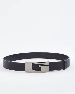 Gucci Black Leather Geometric Logo Belt - 85/34