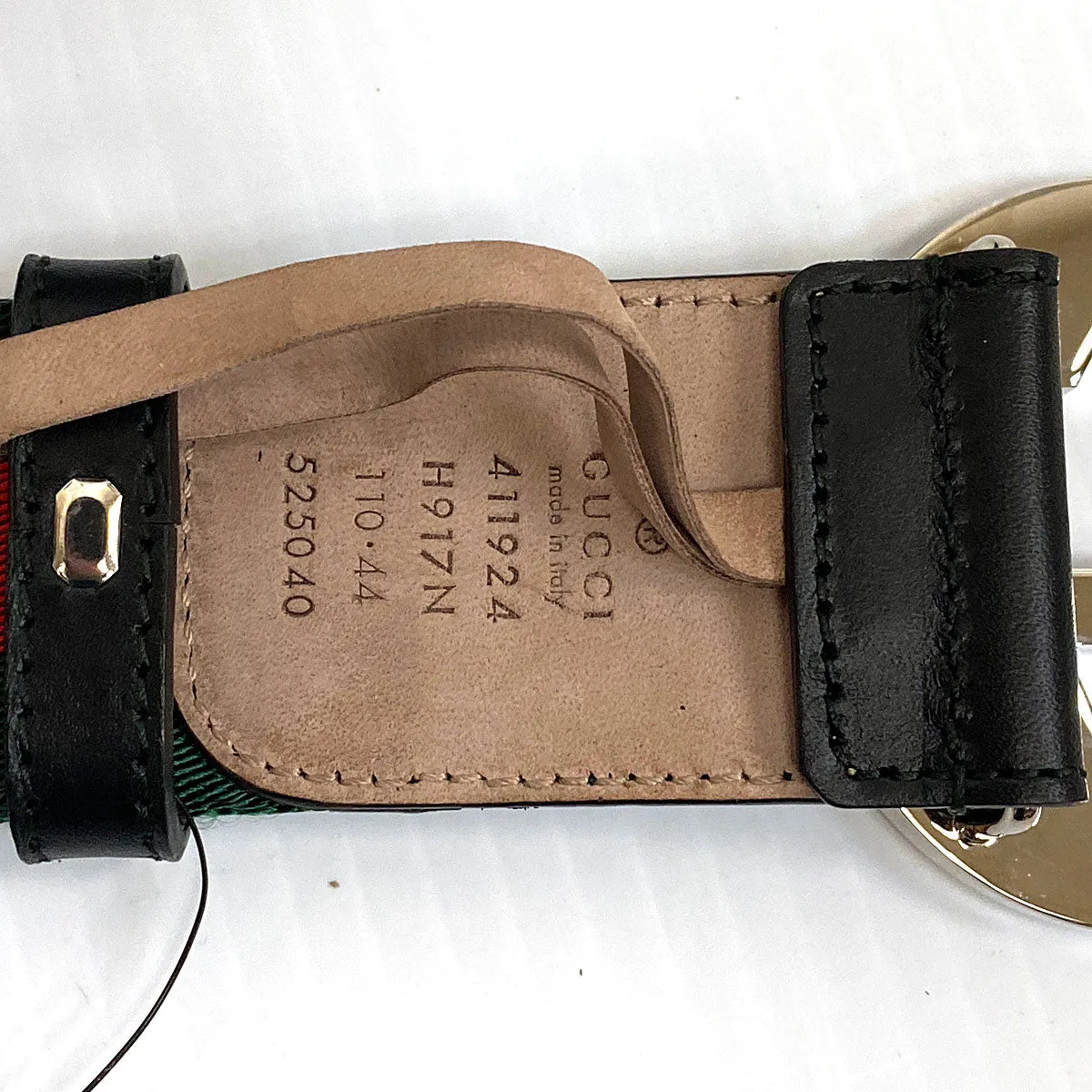 Gucci Green & Red Web Belt with G Buckle