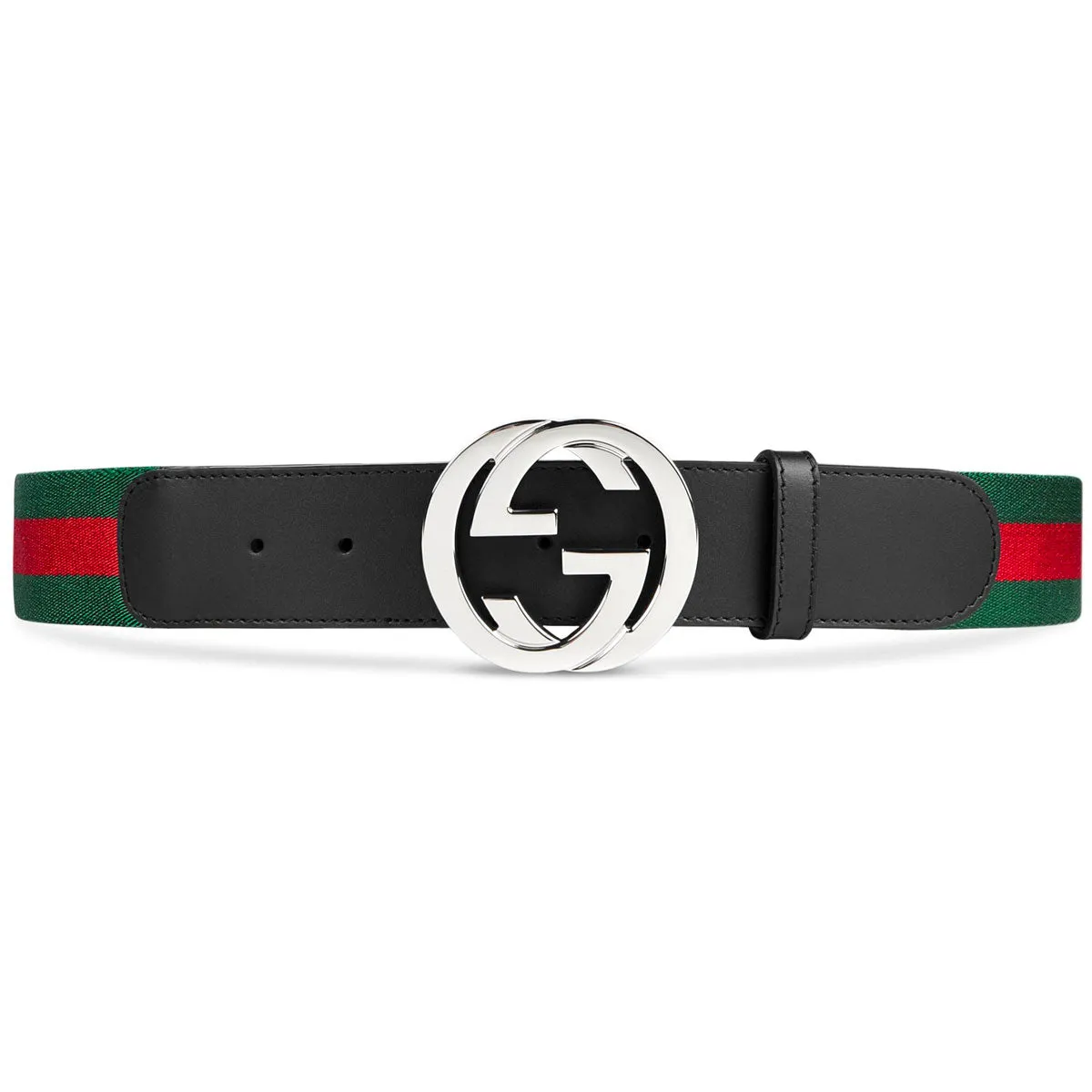 Gucci Green & Red Web Belt with G Buckle