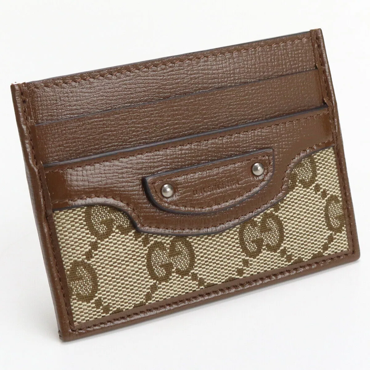 Gucci The Hacker Project Gucci x Balenciaga Card Case GG Leather Brown Wallet New