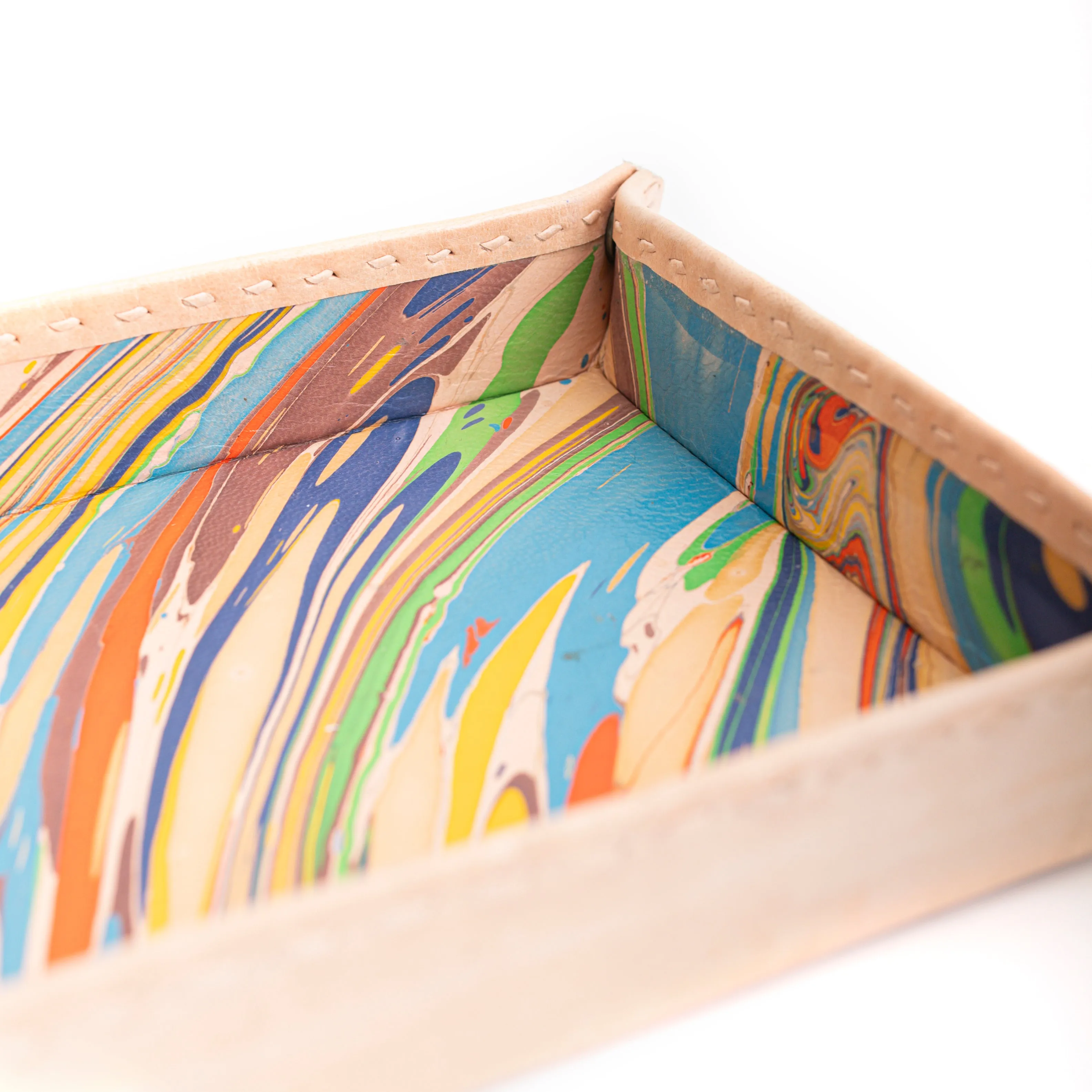 Hand-Marbled Artisan Leather Tray- Motley Lux