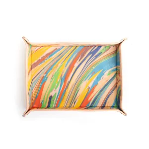 Hand-Marbled Artisan Leather Tray- Motley Lux