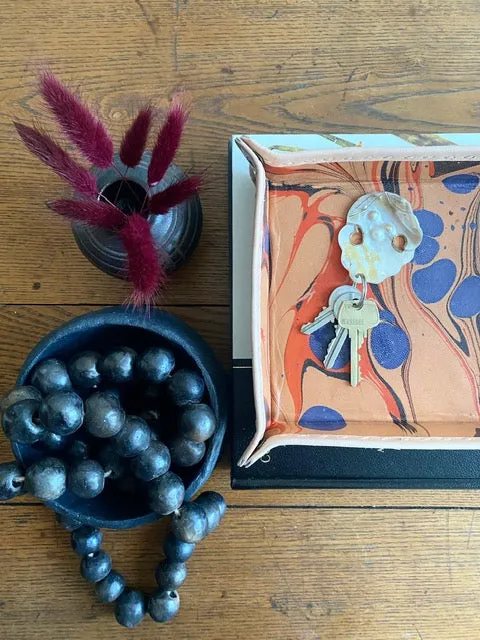 Hand-Marbled Artisan Leather Tray- Motley Lux
