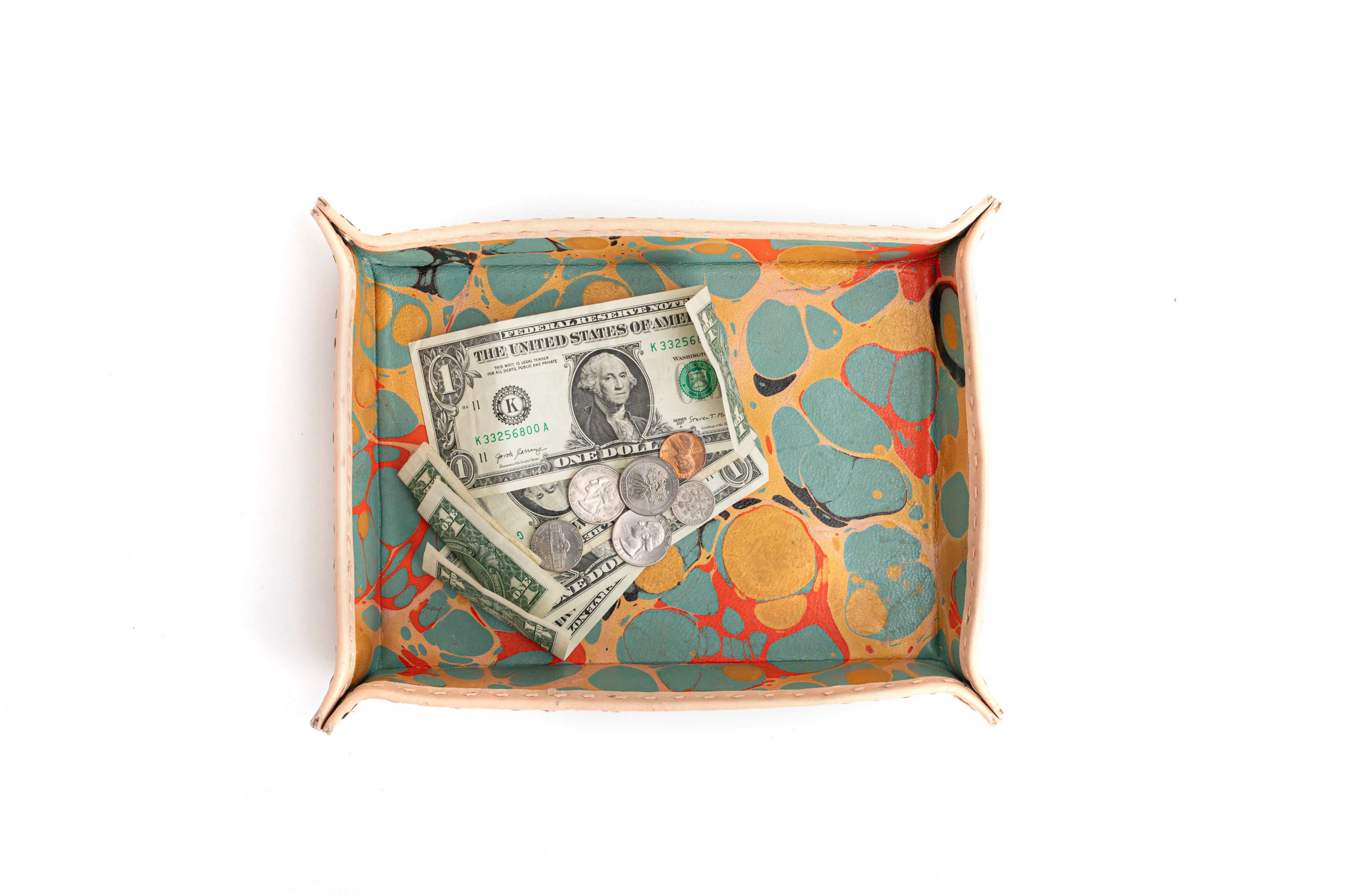 Hand-Marbled Artisan Leather Tray- Motley Lux