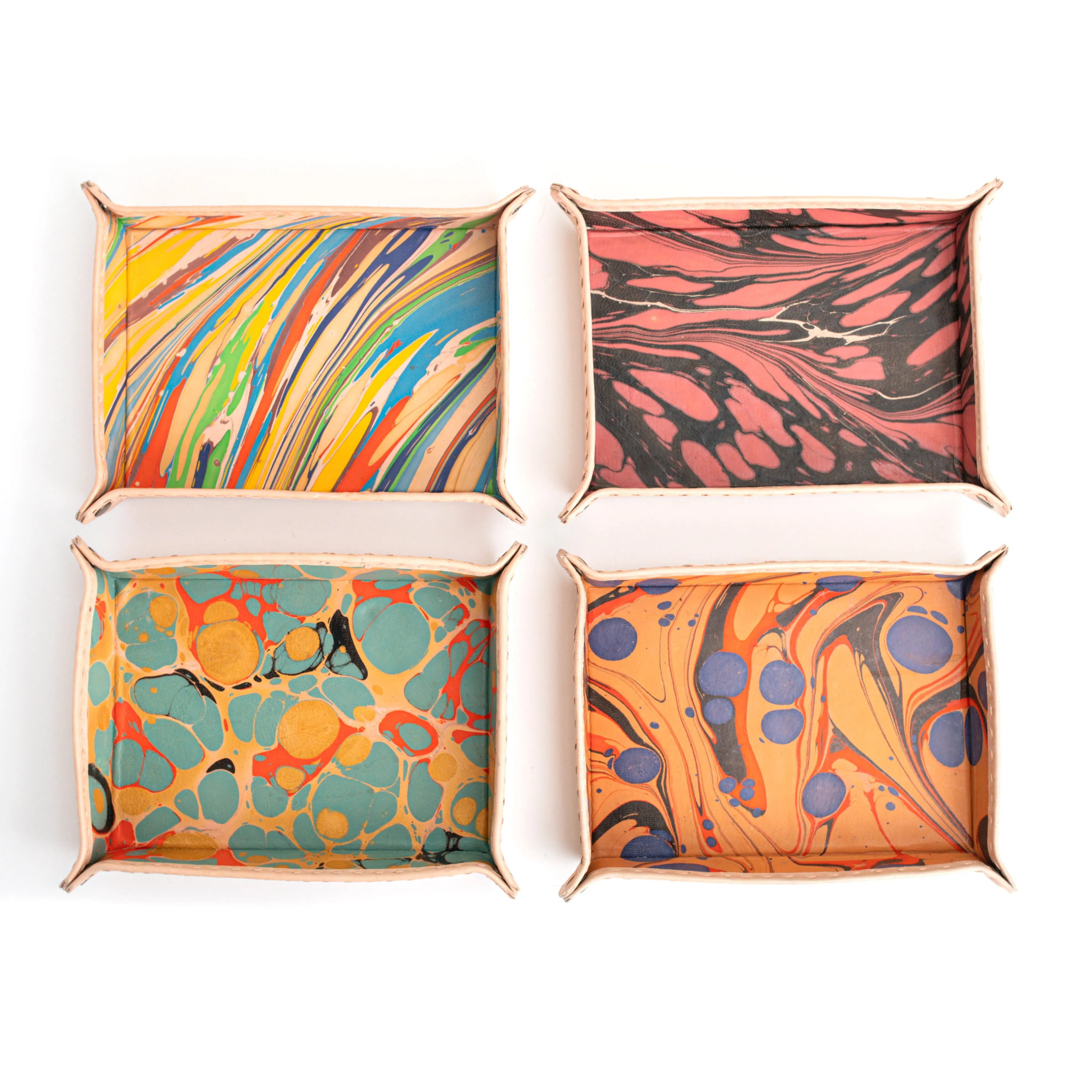 Hand-Marbled Artisan Leather Tray- Motley Lux