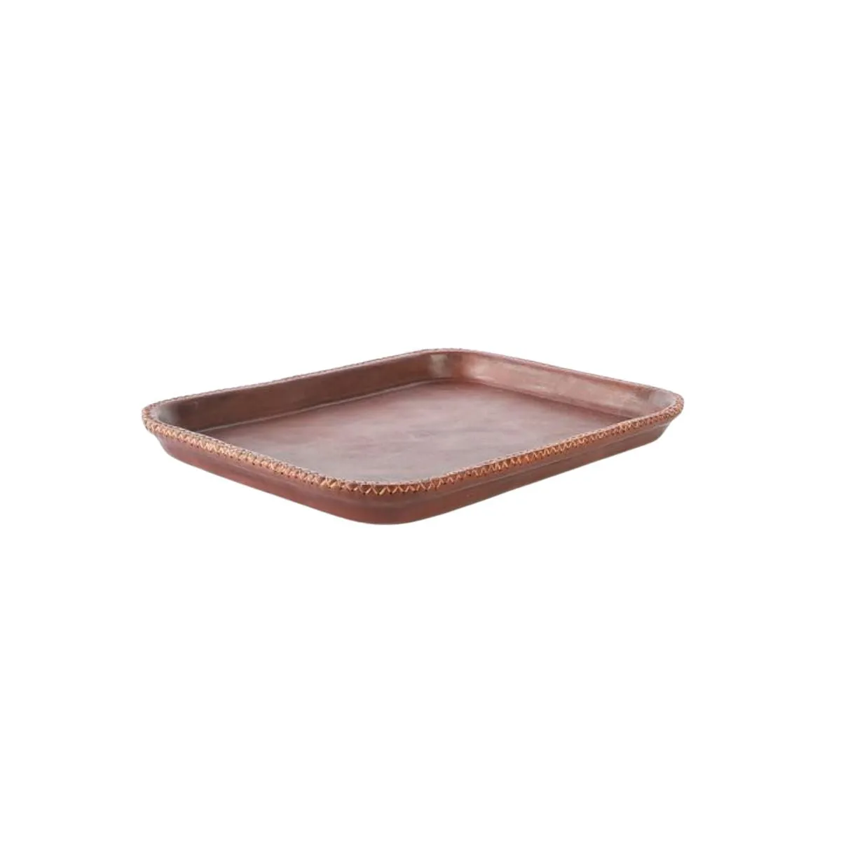 Hand Stitched Rectangle Leather Tray 10" X 8"
