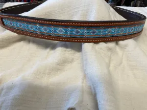 Hand Tooled Leather Belt with Beadwork