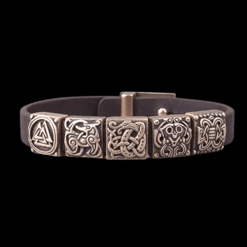 Handcrafted Harnald Midgard Leather Bracelet