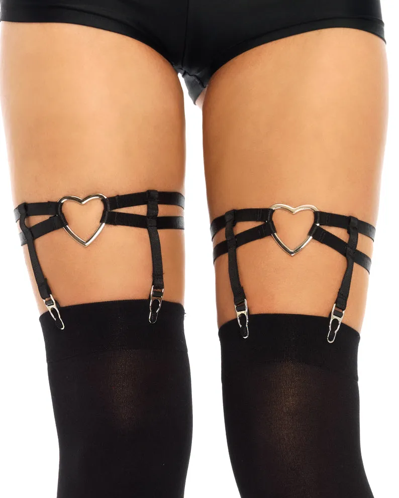Heart Thigh High Black Garter