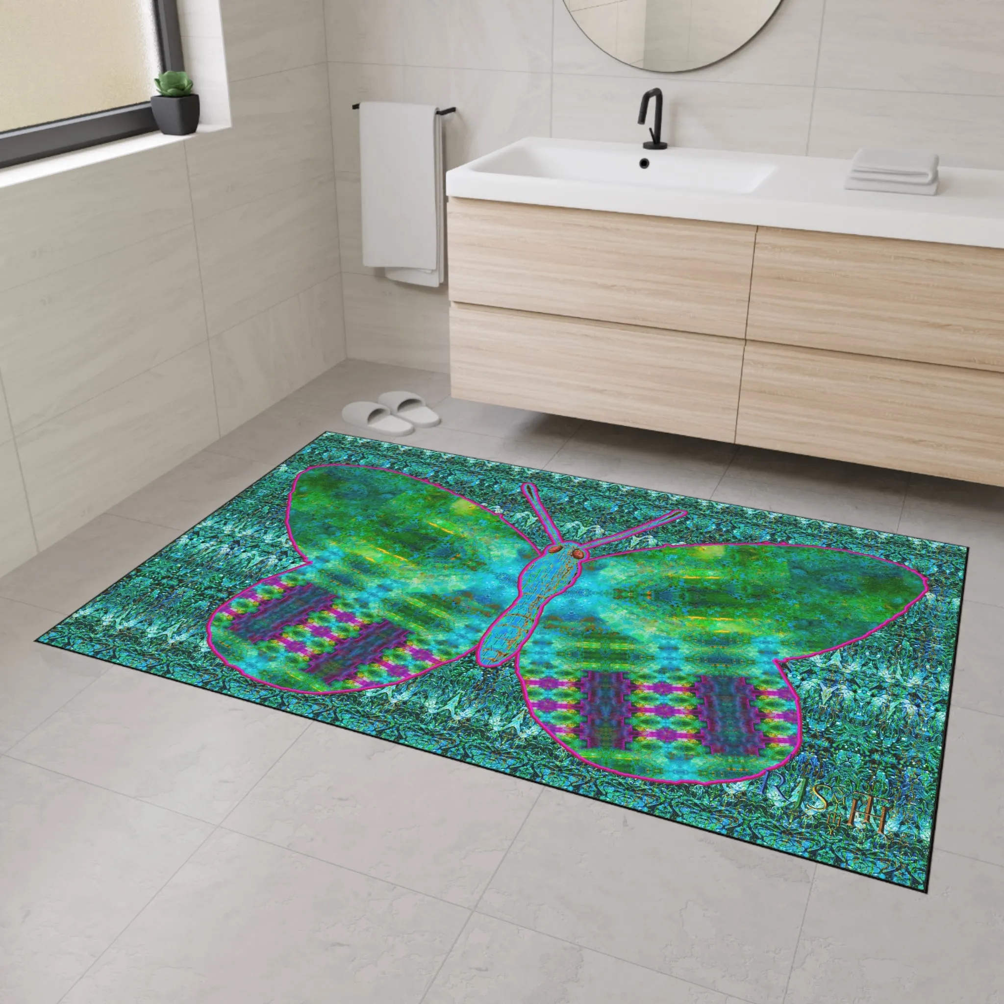 Heavy Duty Floor Mat (Butterfly Glade Denizen & Samhain Dream Thaw 12 & Blue Logo@Alchemic) RJSTH@Fabric#11_12 of 16 RJSTHw2025 RJS