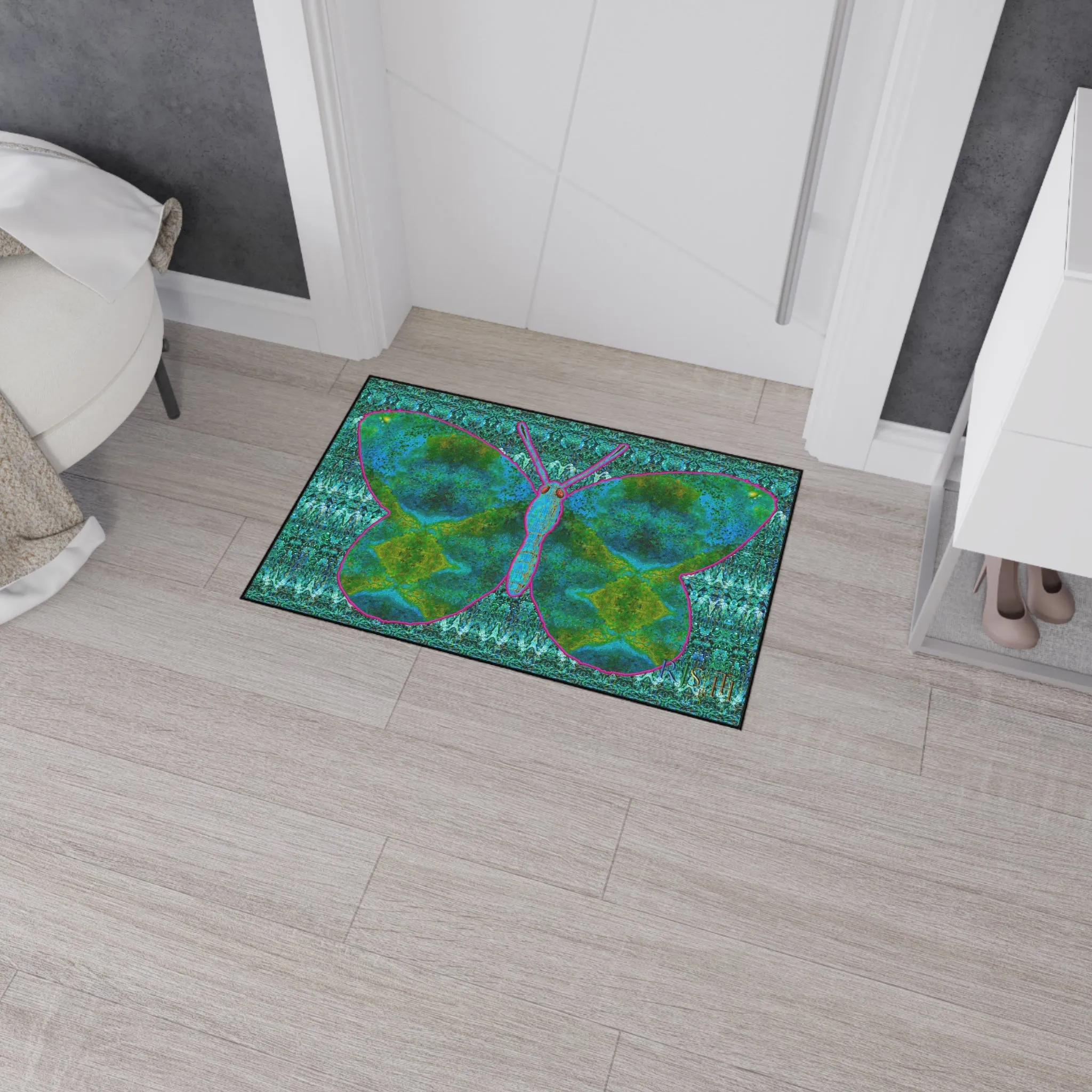 Heavy Duty Floor Mat (Butterfly Glade Denizen & Samhain Dream Thaw 12 & Blue Logo@Alchemic) RJSTH@Fabric#11_13 of 16 RJSTHw2025 RJS