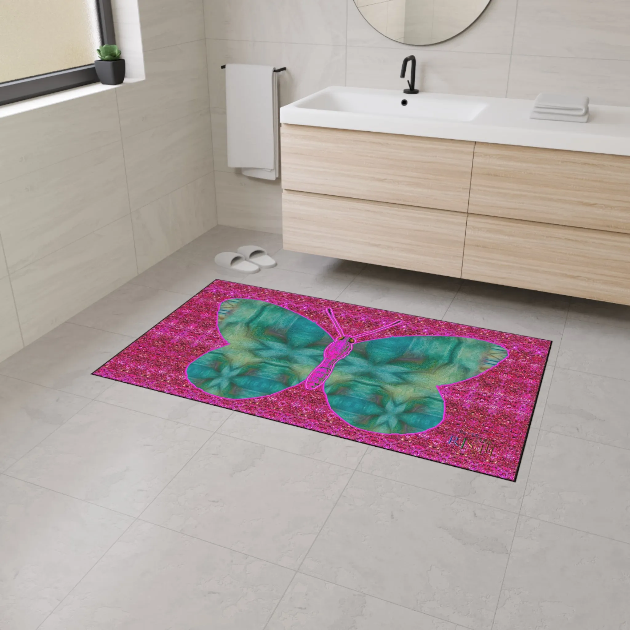 Heavy Duty Floor Mat (Butterfly Glade Denizen & Samhain Dream Thaw 13 & Pink Logo@Alchemic) RJSTH@Fabric#9_2 of 14 RJSTHw2025 RJS