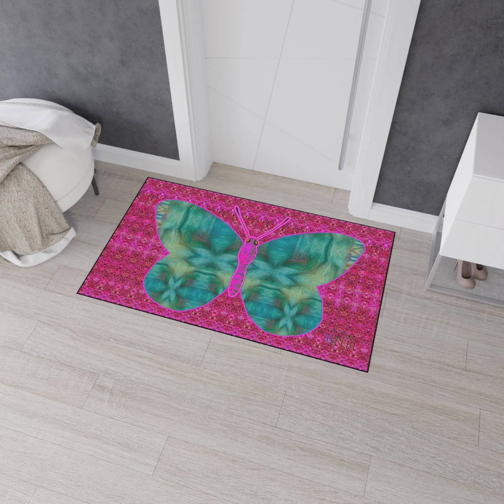 Heavy Duty Floor Mat (Butterfly Glade Denizen & Samhain Dream Thaw 13 & Pink Logo@Alchemic) RJSTH@Fabric#9_2 of 14 RJSTHw2025 RJS
