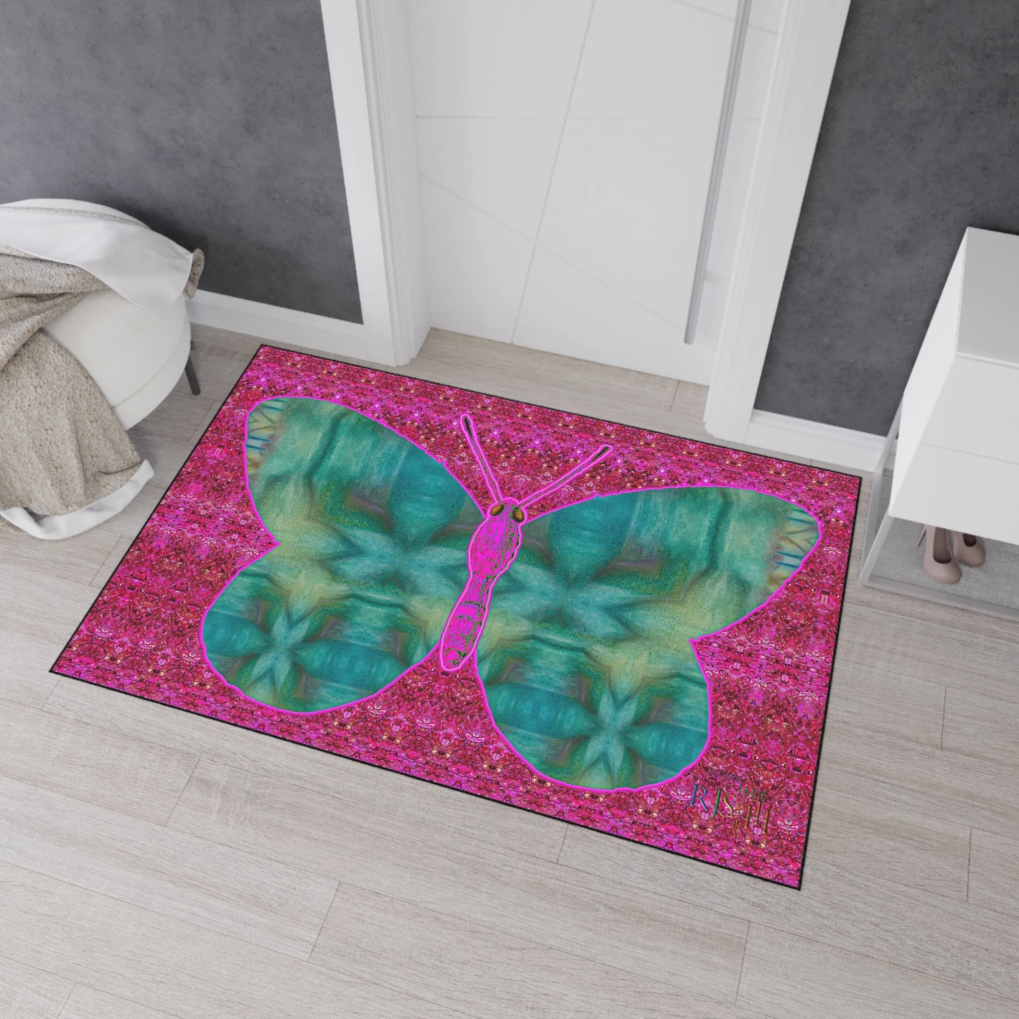 Heavy Duty Floor Mat (Butterfly Glade Denizen & Samhain Dream Thaw 13 & Pink Logo@Alchemic) RJSTH@Fabric#9_2 of 14 RJSTHw2025 RJS