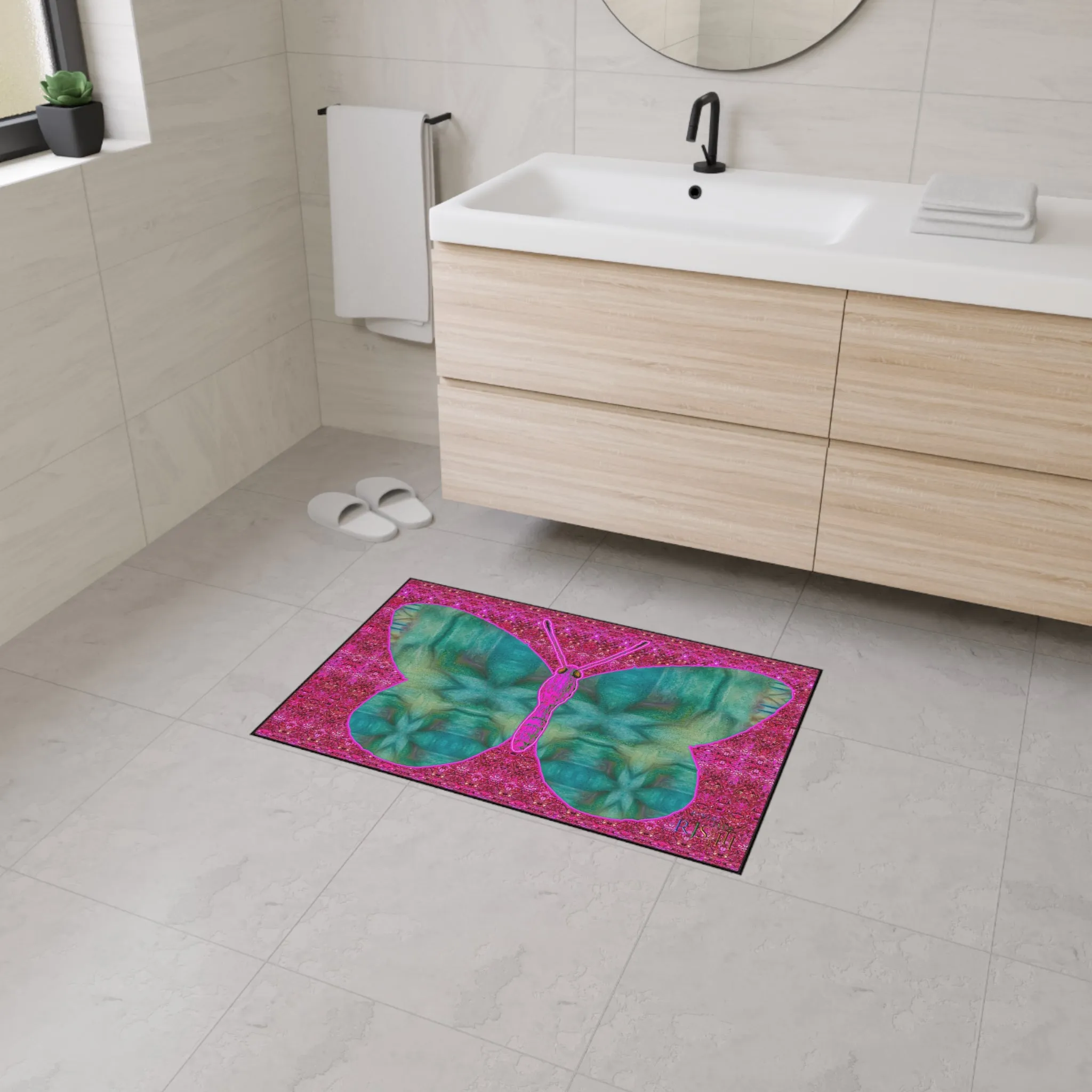 Heavy Duty Floor Mat (Butterfly Glade Denizen & Samhain Dream Thaw 13 & Pink Logo@Alchemic) RJSTH@Fabric#9_2 of 14 RJSTHw2025 RJS
