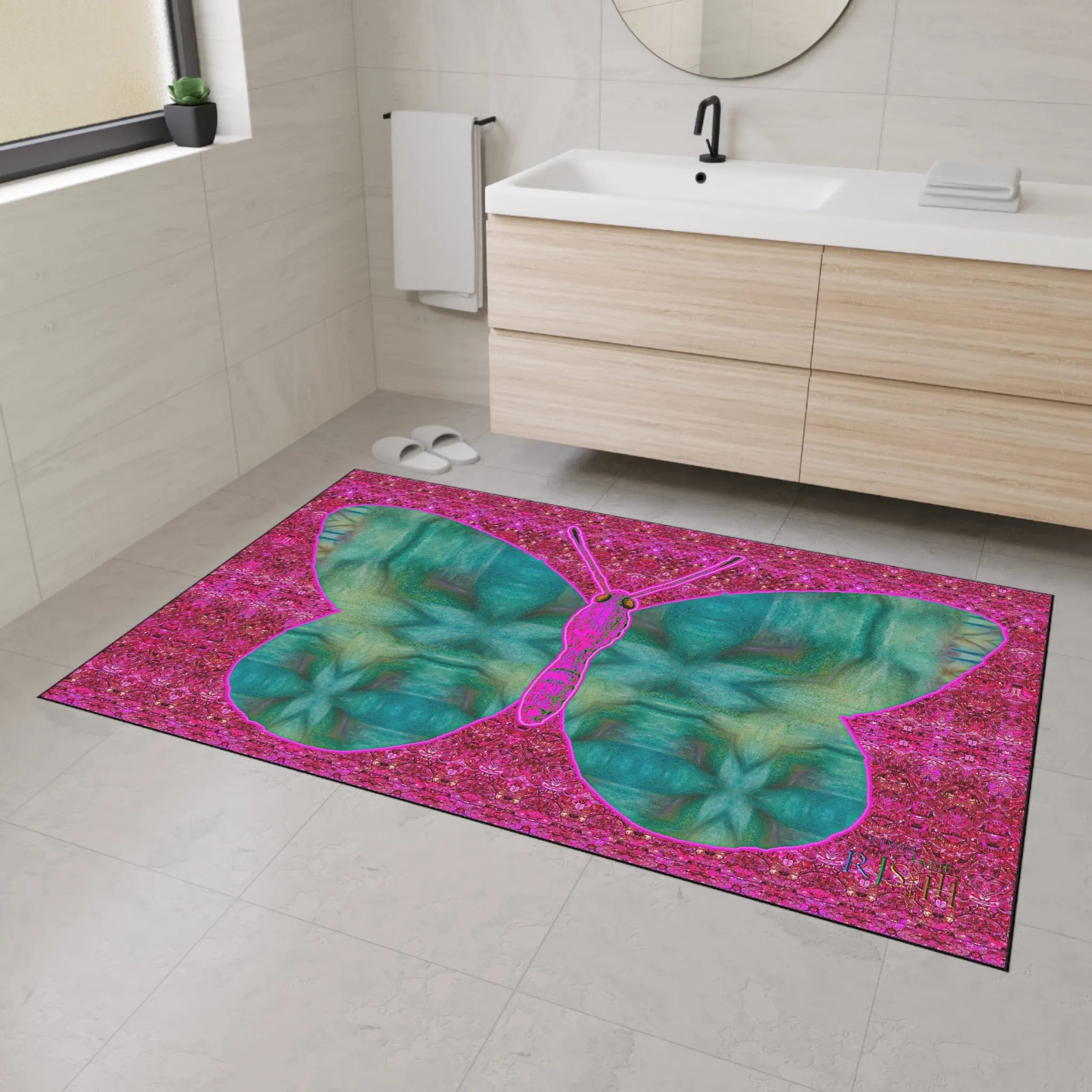 Heavy Duty Floor Mat (Butterfly Glade Denizen & Samhain Dream Thaw 13 & Pink Logo@Alchemic) RJSTH@Fabric#9_2 of 14 RJSTHw2025 RJS