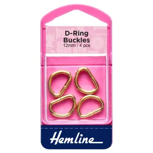Hemline D Shaped Gold Rings Assortment Macramé Bag Making Crafts - Select Size