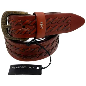 Henry Beguelin Brandy Cross Washed Cuoio Belt