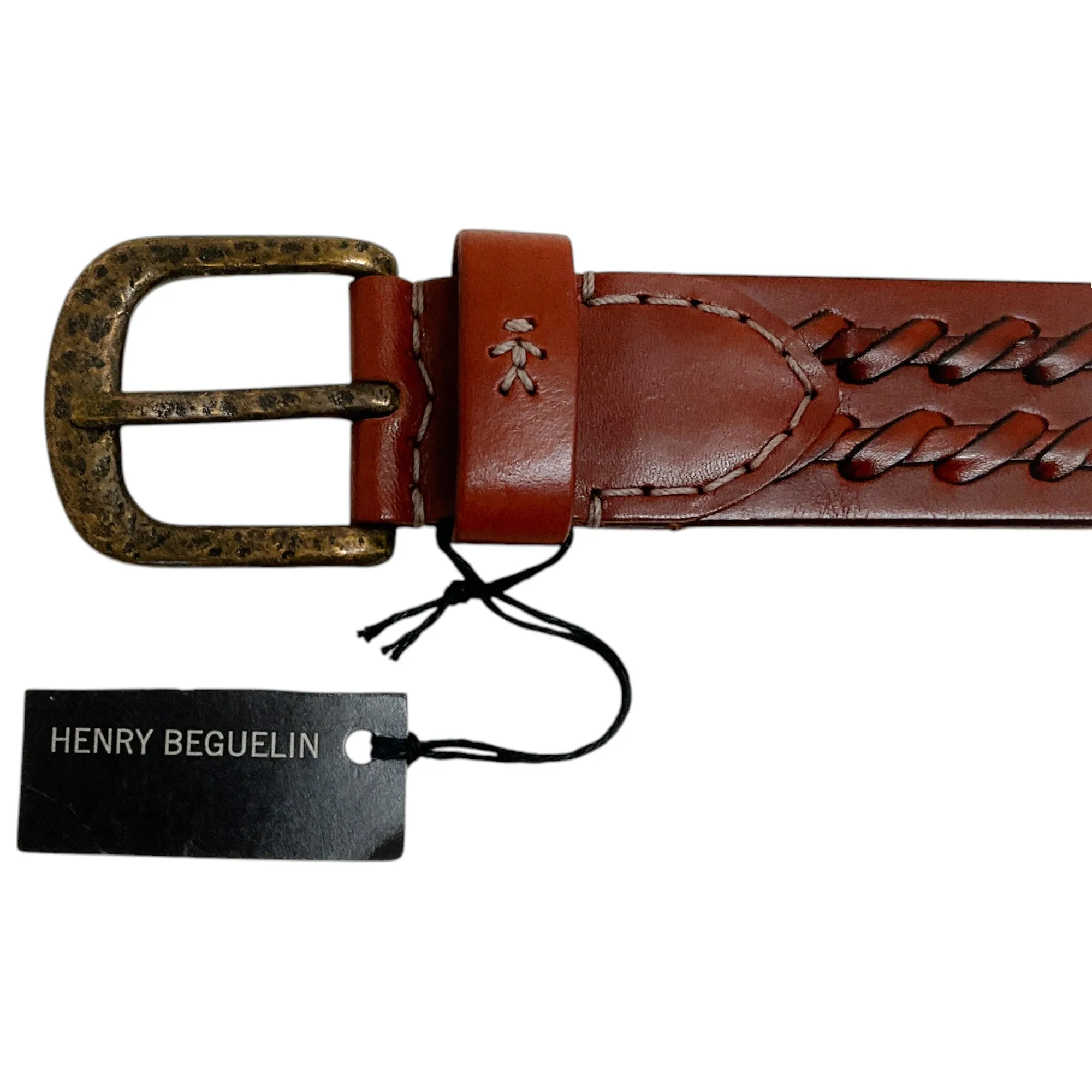 Henry Beguelin Brandy Cross Washed Cuoio Belt
