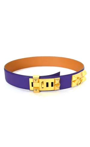 Hermes Iris Purple Leather Collier De Chien CDC Belt sz 85