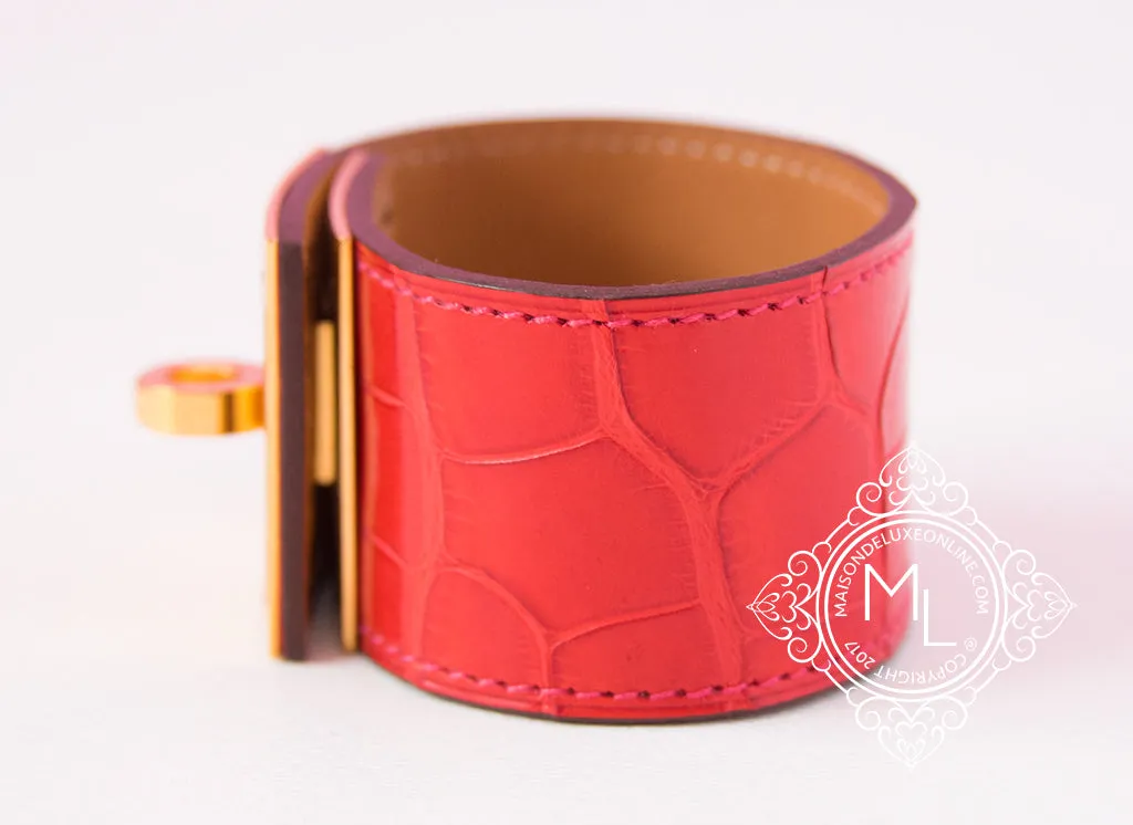 Hermes Red Matte Alligator Crocodile Kelly Dog CDC Bracelet S