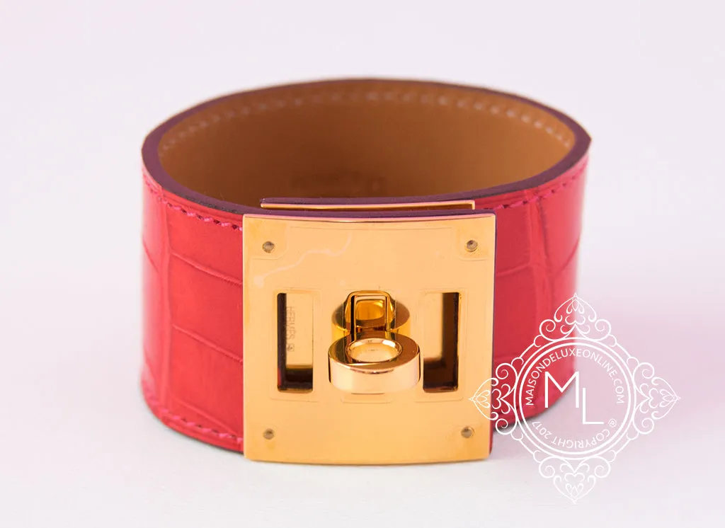 Hermes Red Matte Alligator Crocodile Kelly Dog CDC Bracelet S