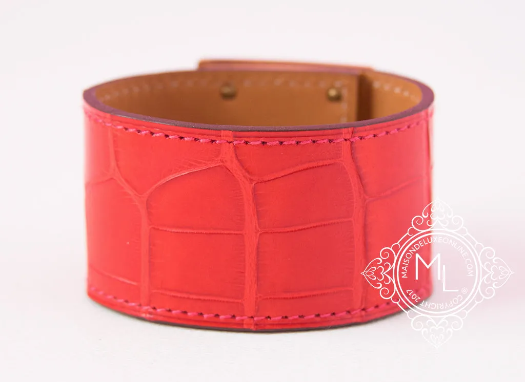 Hermes Red Matte Alligator Crocodile Kelly Dog CDC Bracelet S