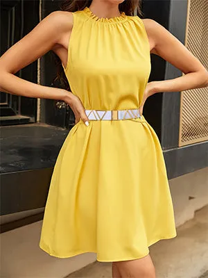 High Waist Elastic Belt ,Women Stretch Belt Flat Gold Buckle with Triangle Metal