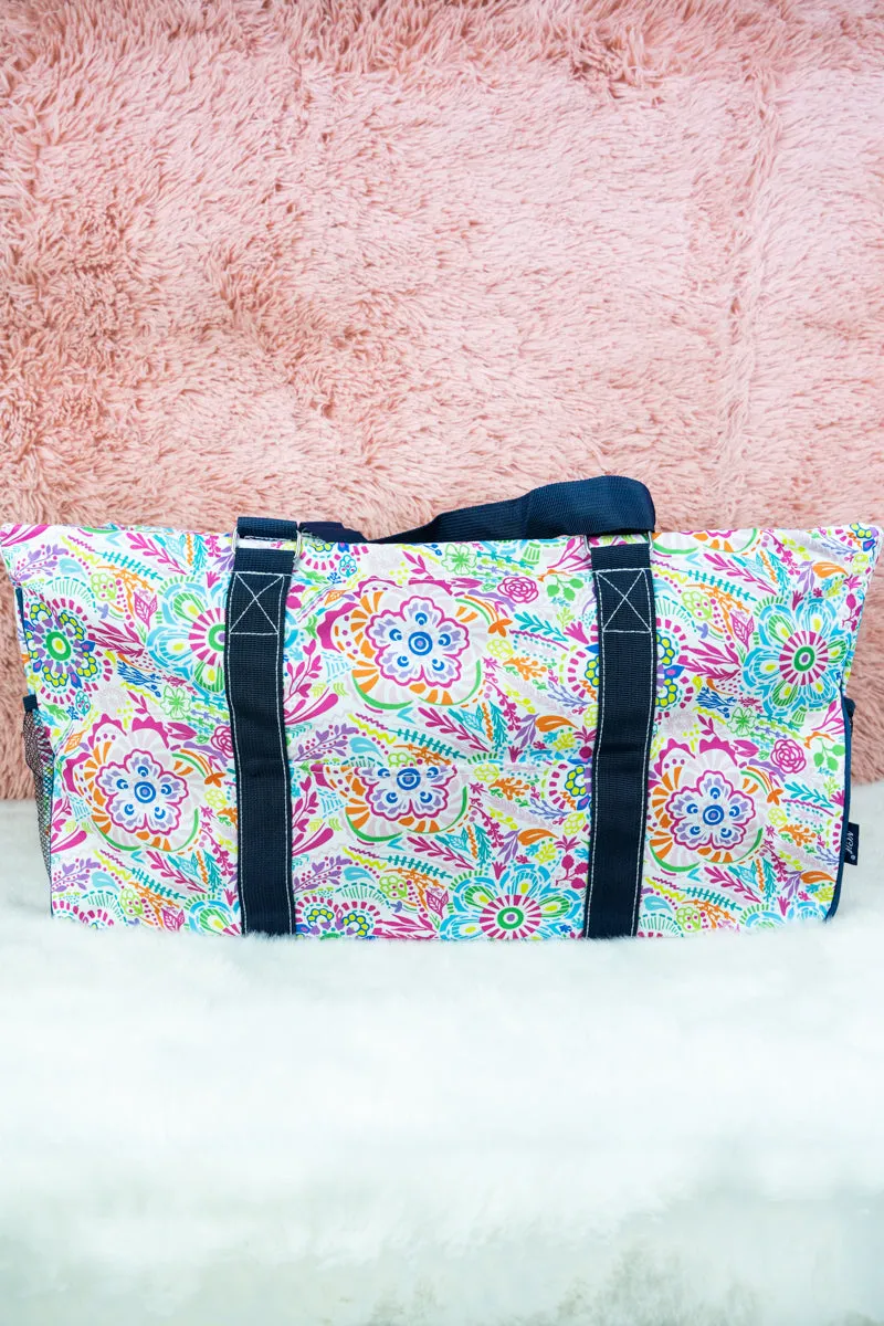 In Bloom Collapsible Haul-It-All Basket with Mesh Pockets