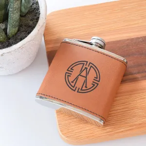 Initial Leather Flask